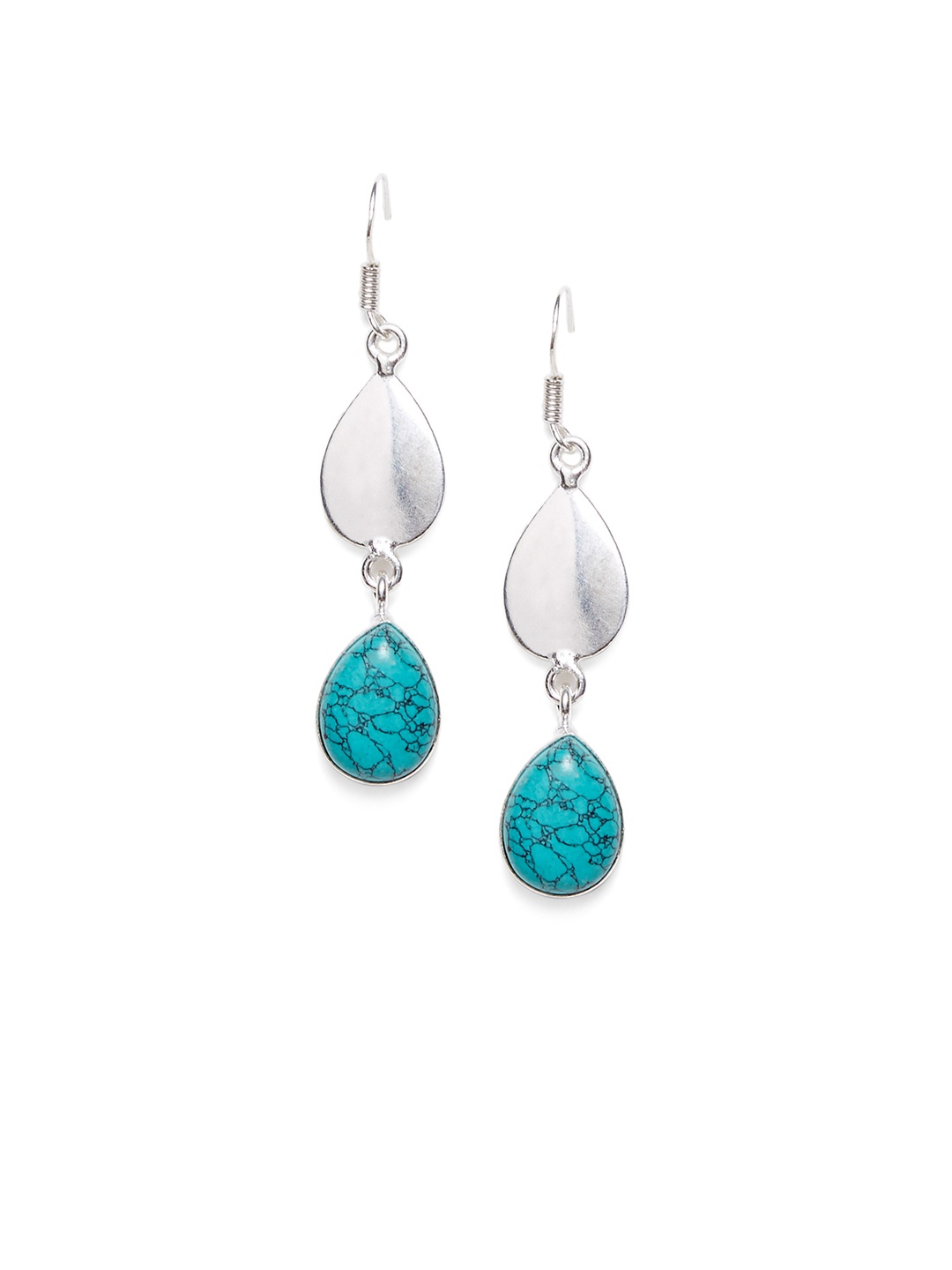 

Bamboo Tree Jewels Silver-Toned Contemporary Drop Earrings