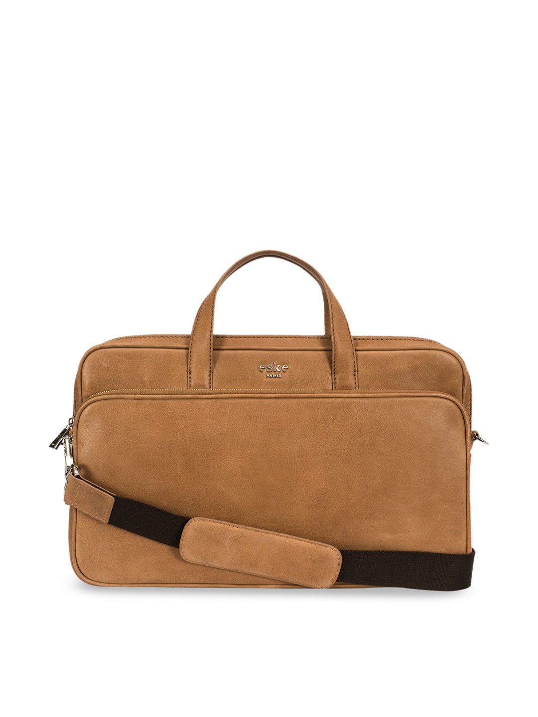 

Eske Men Tan Brown Solid Ephor Leather Laptop Bag