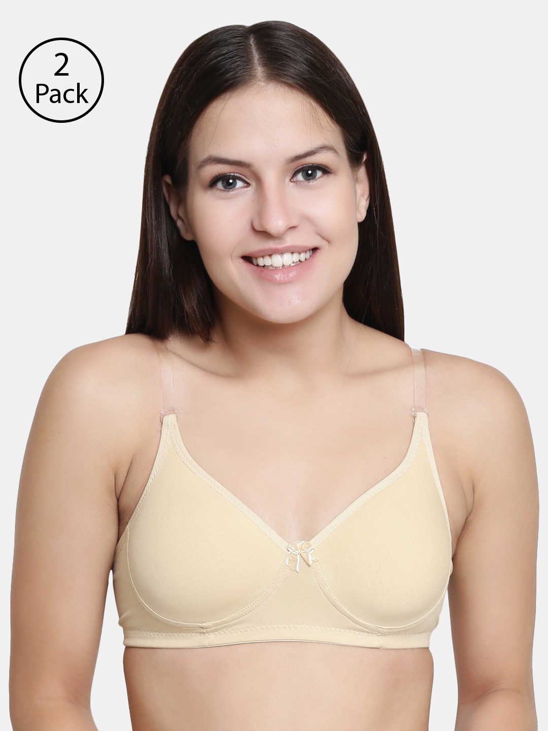 

Floret Beige Pack Of 2 Solid Non-Wired Lightly Padded T-shirt Bra