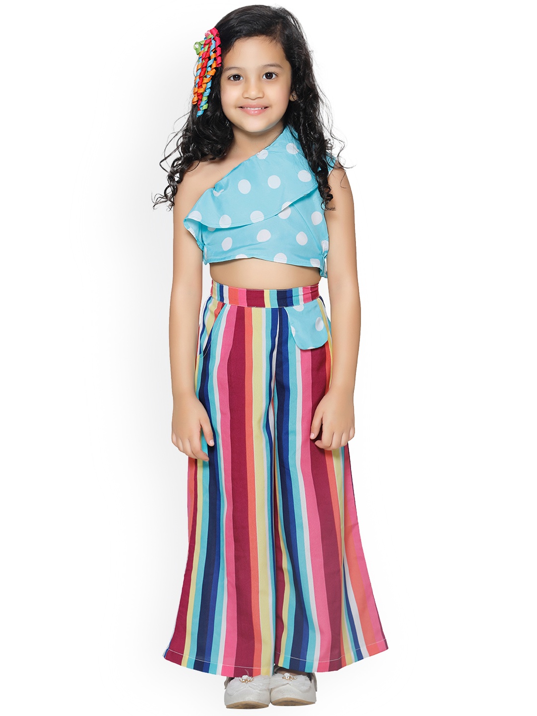 

LilPicks Girls Blue & White Printed Top with Palazzos