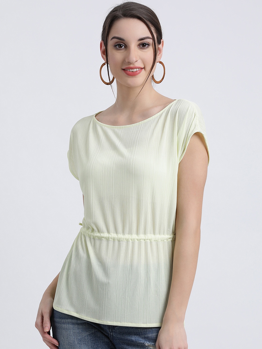 

Zink London Women Yellow Solid Cinched Waist Top