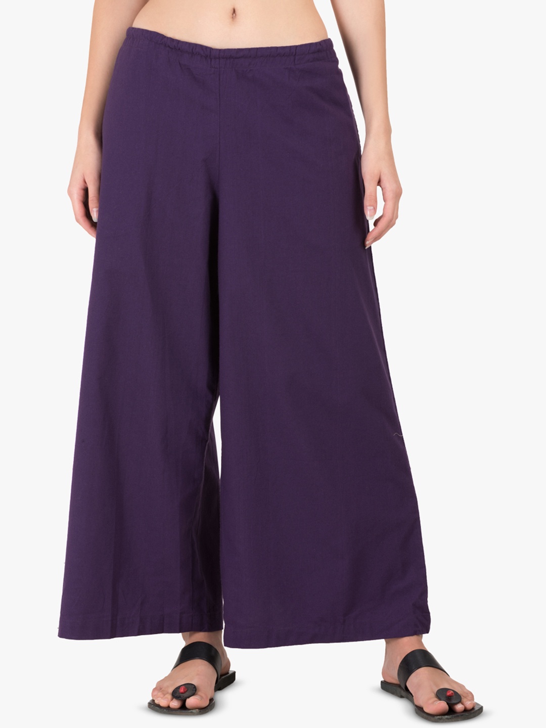 

GRASS by Gitika Goyal Women Purple Solid Wide Leg Palazzos