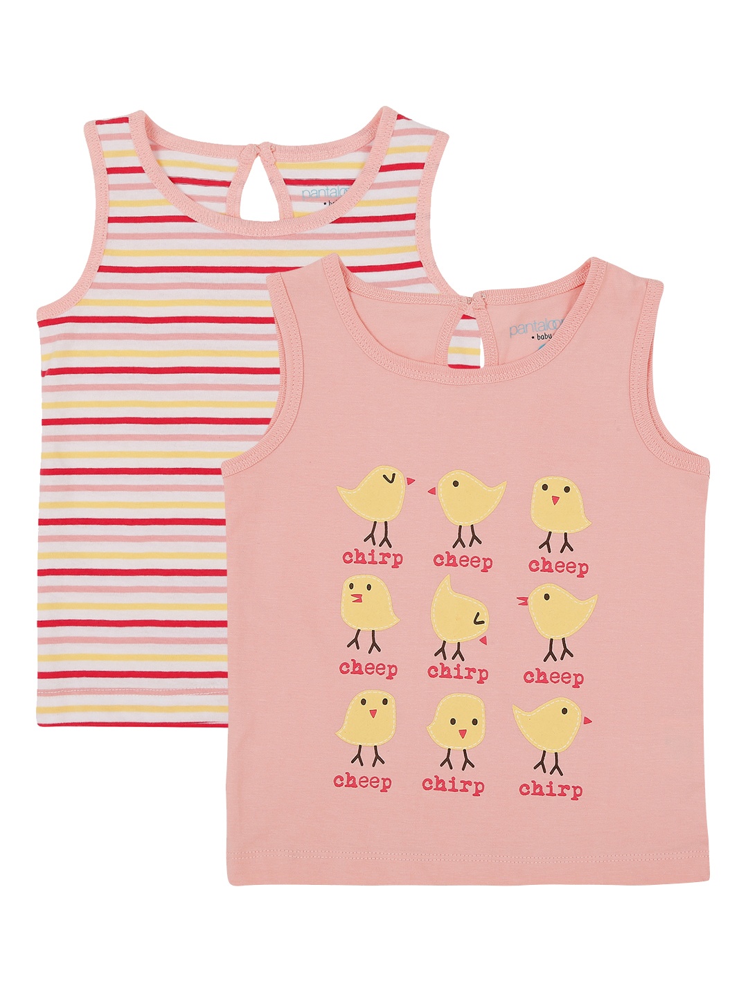 

Pantaloons Baby Girls Pack Of 2 Pink Round Neck Pure Cotton T-shirts