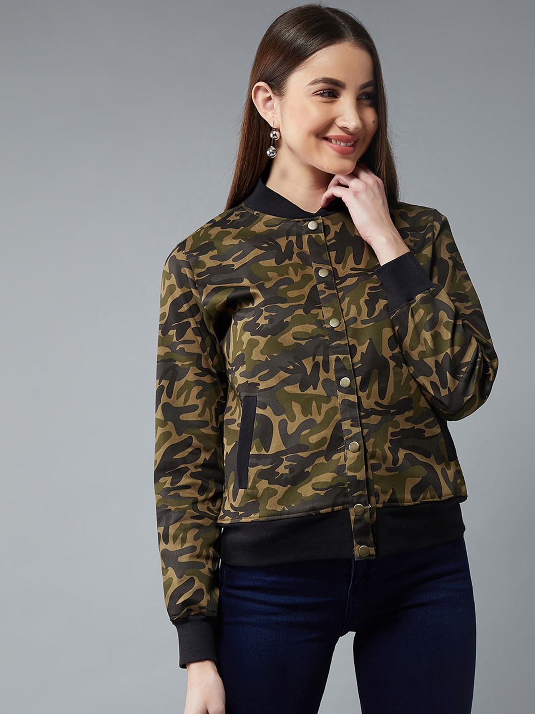 

DOLCE CRUDO Women Brown Printed Bomber