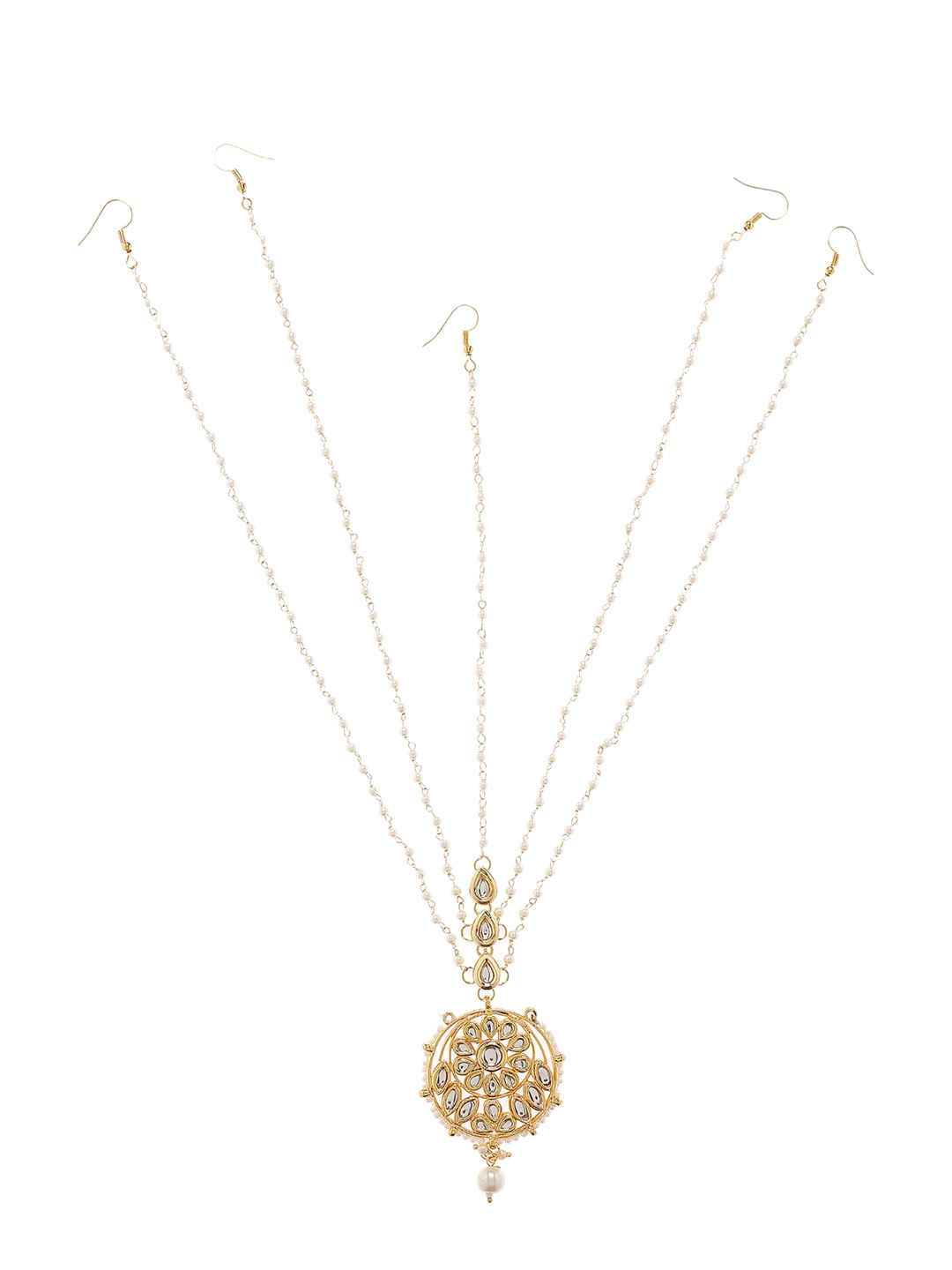 

Bamboo Tree Jewels Gold-Toned Kundan Studded & Beaded Layered Matha Patti