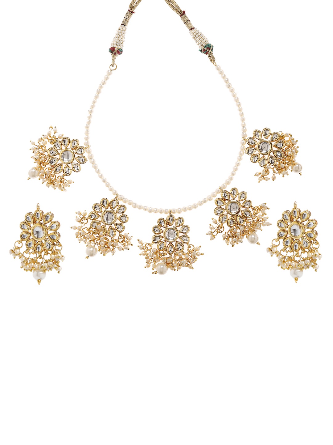 

Bamboo Tree Jewels Gold-Toned & Off-White Handcrafted Jewellery Set