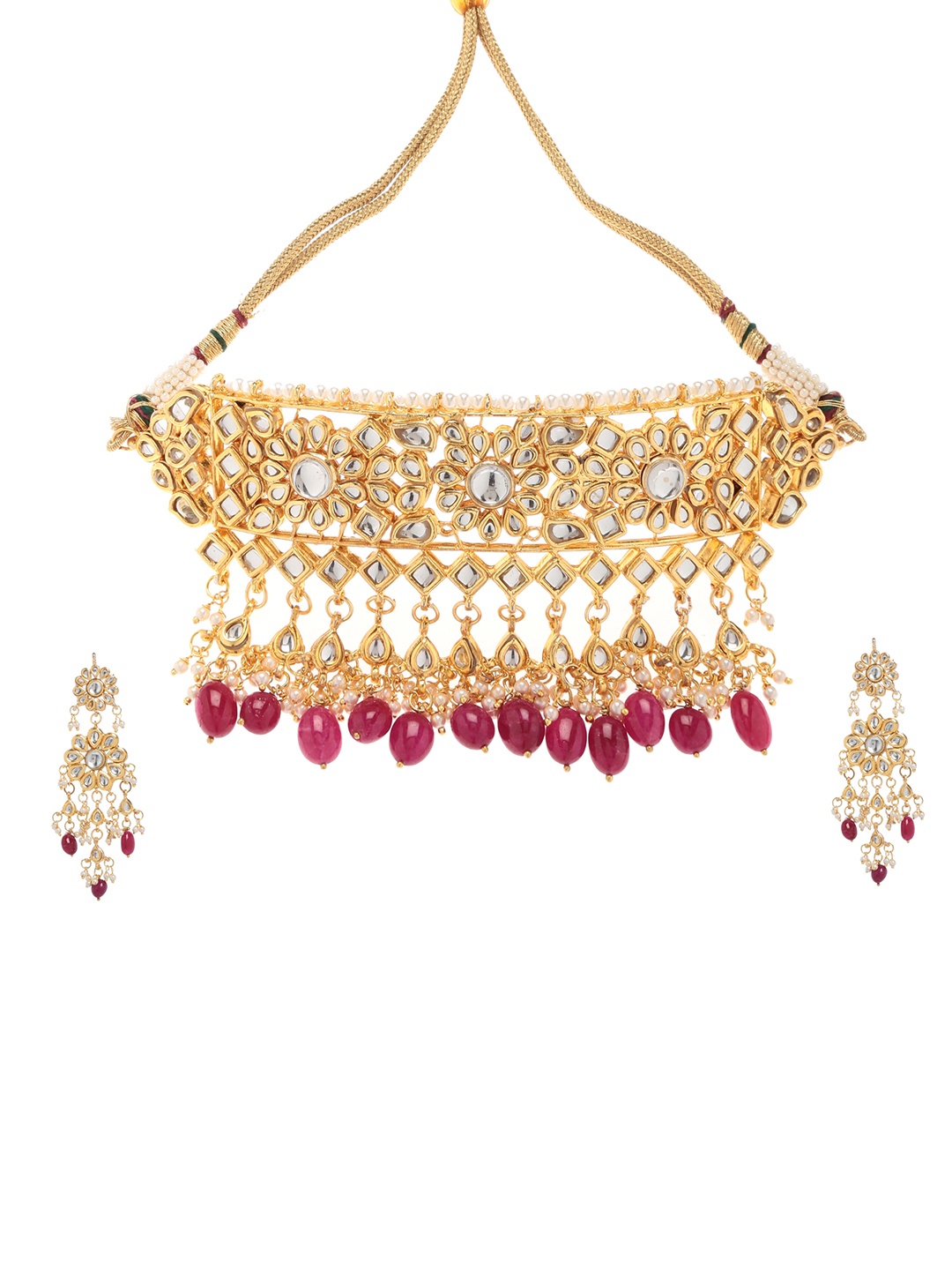 Bamboo Tree Jewels Gold-Toned Kundan Studded Jewellery Set