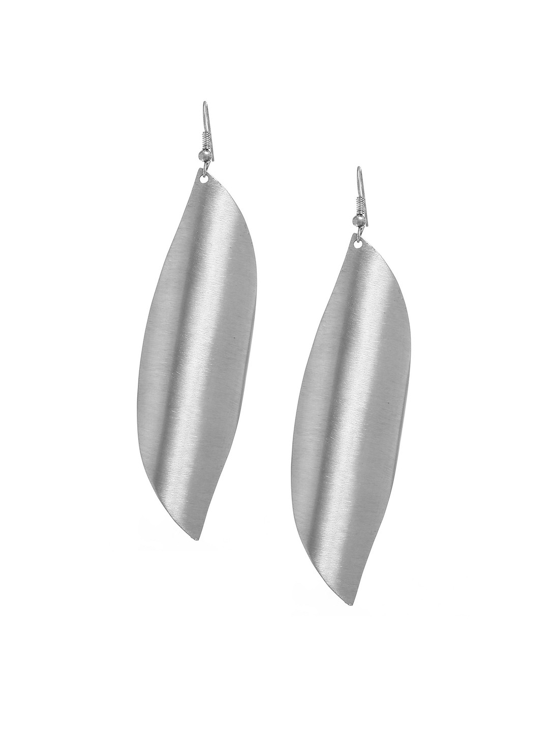 

Bamboo Tree Jewels Silver-Toned Leaf Shaped Drop Earrings
