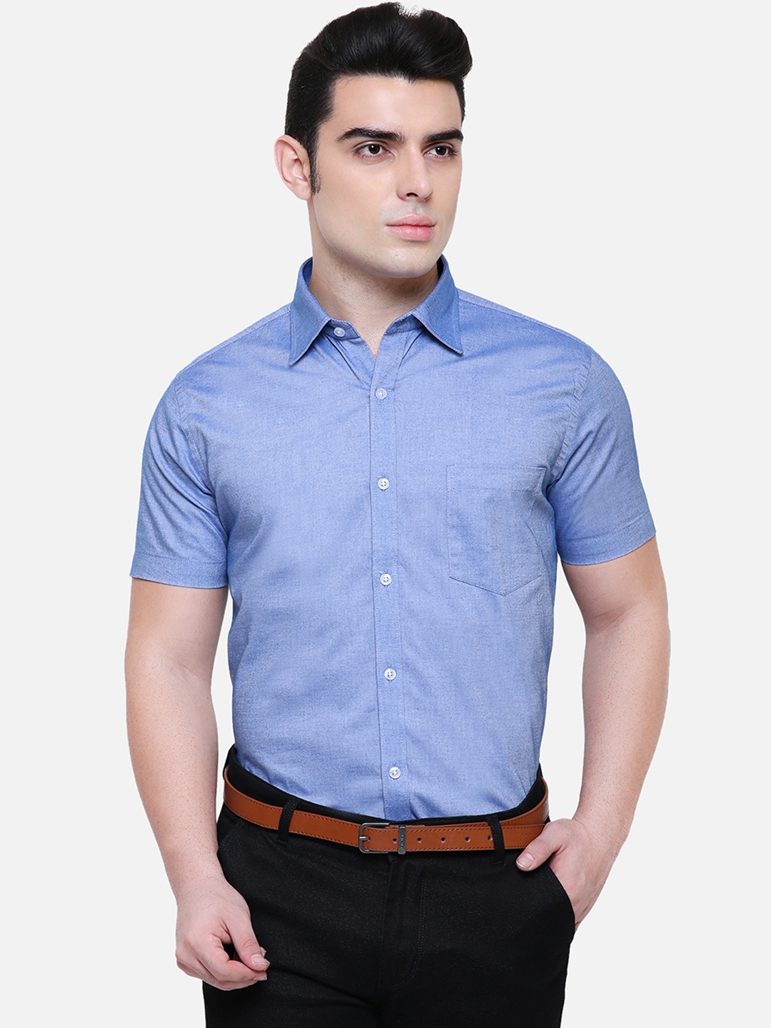 

Southbay Men Blue Smart Tailored Fit Self Design Formal Shirt