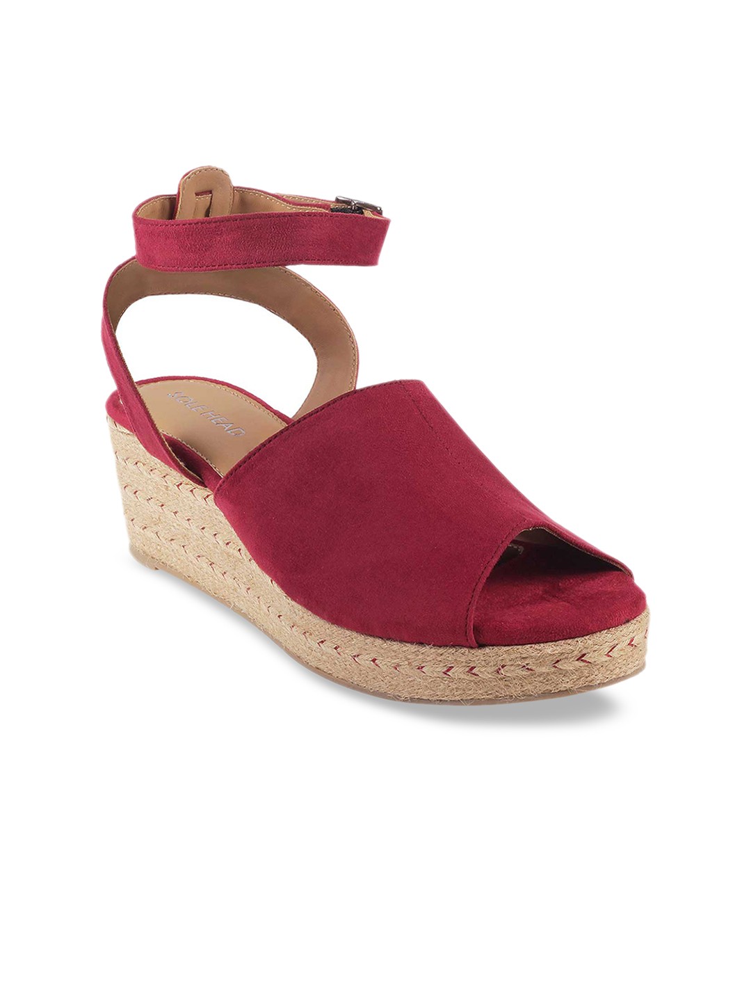

SOLE HEAD Women Maroon Solid Sandals