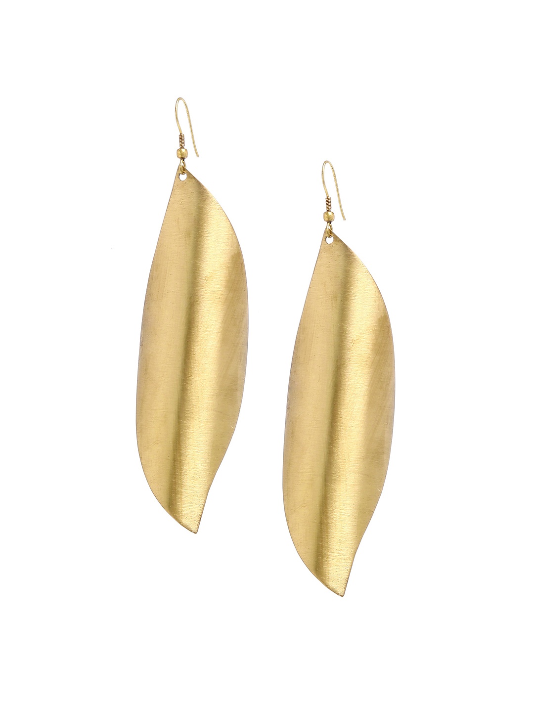

Bamboo Tree Jewels Gold-Toned Leaf Shaped Drop Earrings