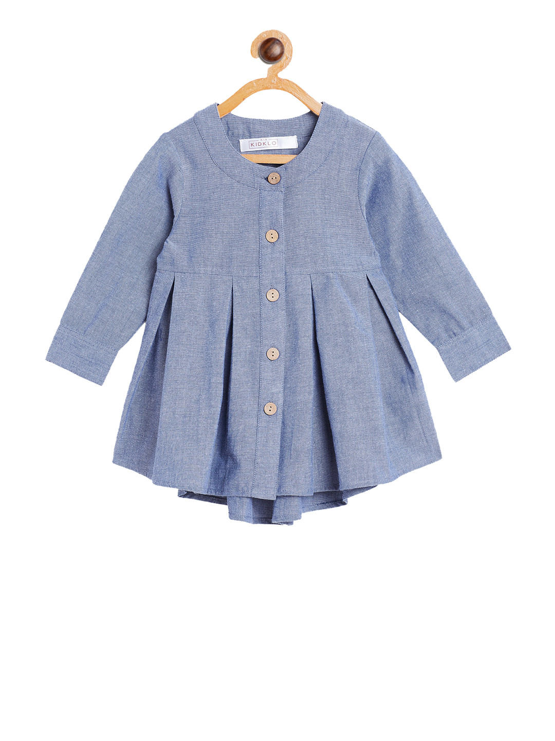 

KIDKLO Girls Blue Solid Shirt Dress