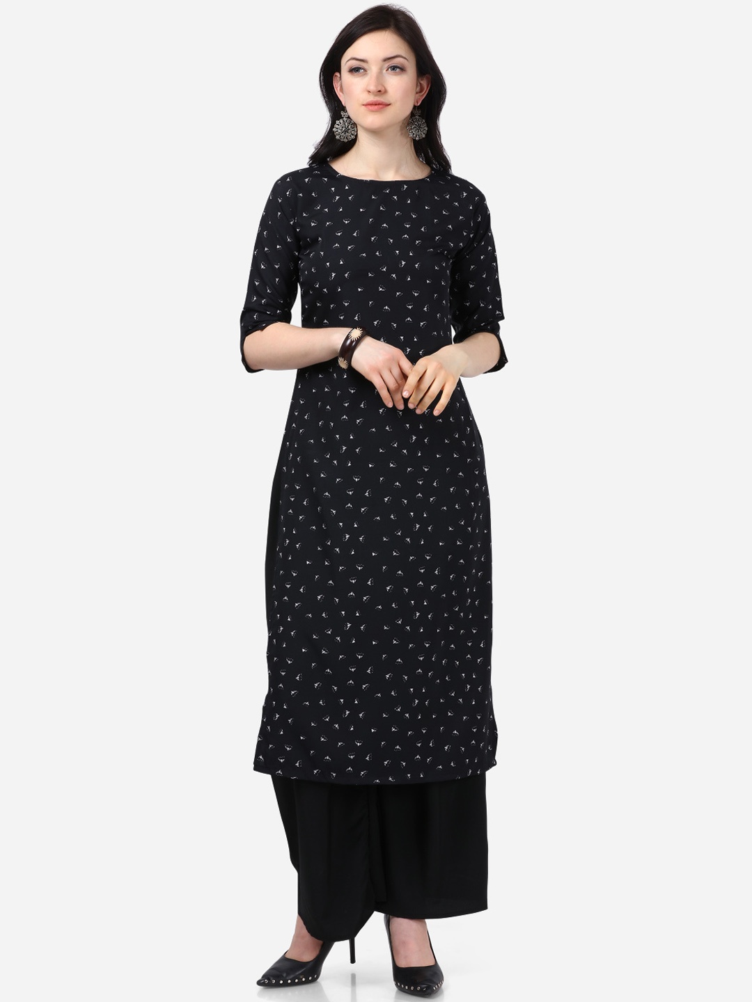 

Florence Women Black & White Printed Kurta with Palazzos