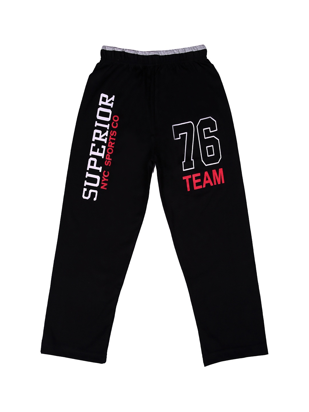 

SWEET ANGEL Boys Black Printed Straight-Fit Track Pants