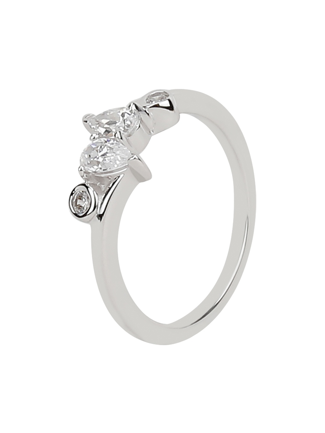 

Silgo Women 925 Sterling Silver Rhodium-Plated & White CZ-Studded Finger Ring