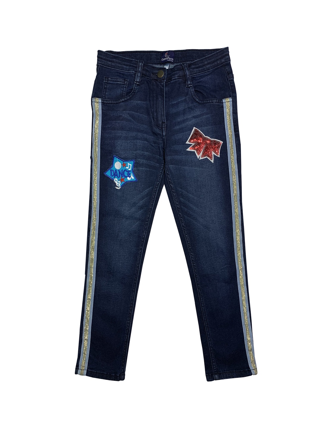 

KiddoPanti Girls Blue Regular Fit Mid-Rise Clean Look Stretchable Jeans