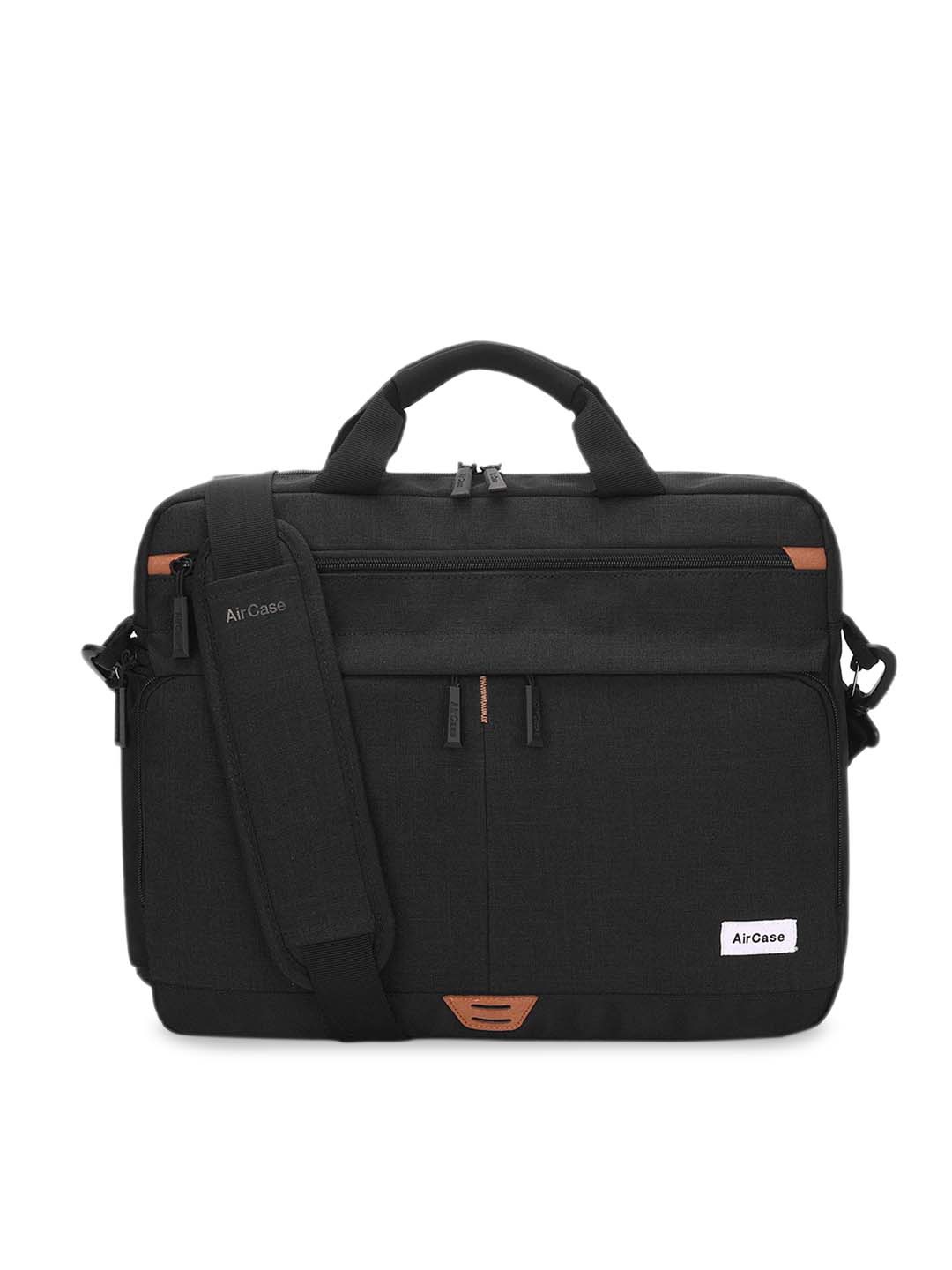 

AirCase Unisex Black Solid Laptop Messenger Bag