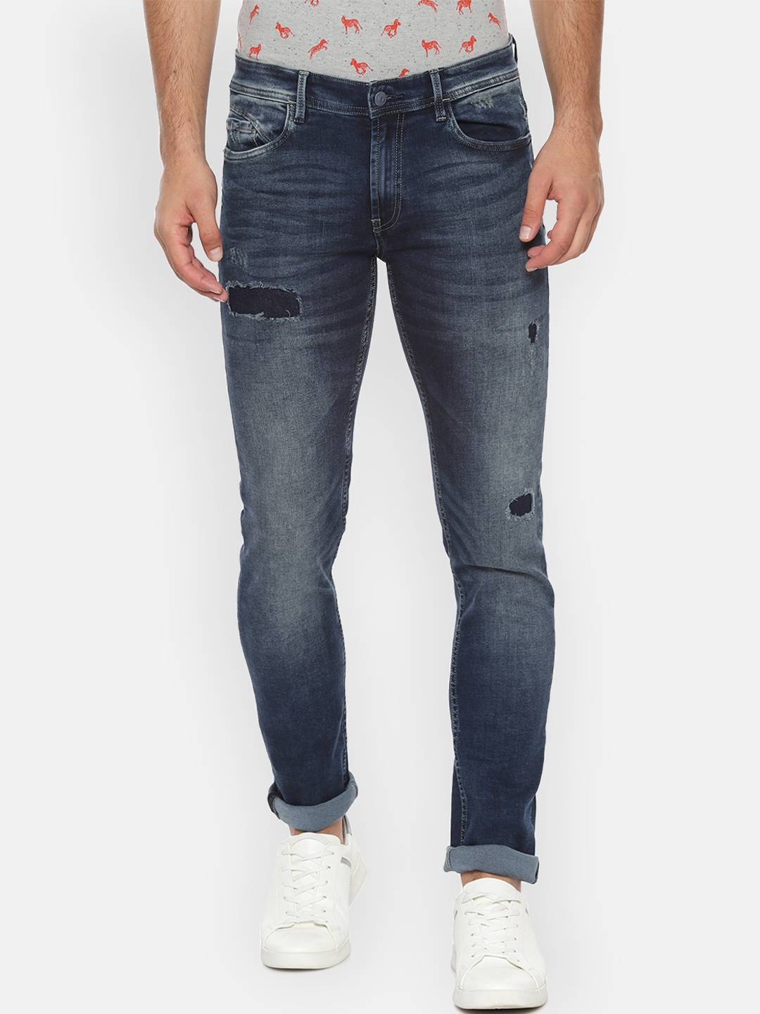 

Allen Solly Men Blue Skinny Fit Mid-Rise Mildly Distressed Stretchable Jeans