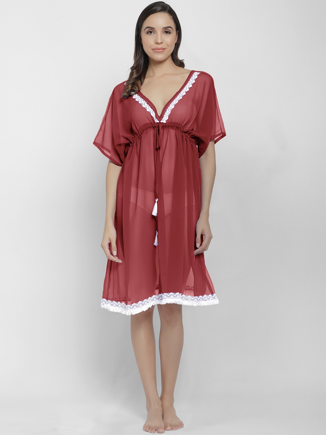 

MIRCHI FASHION Women Maroon Solid Swimwear