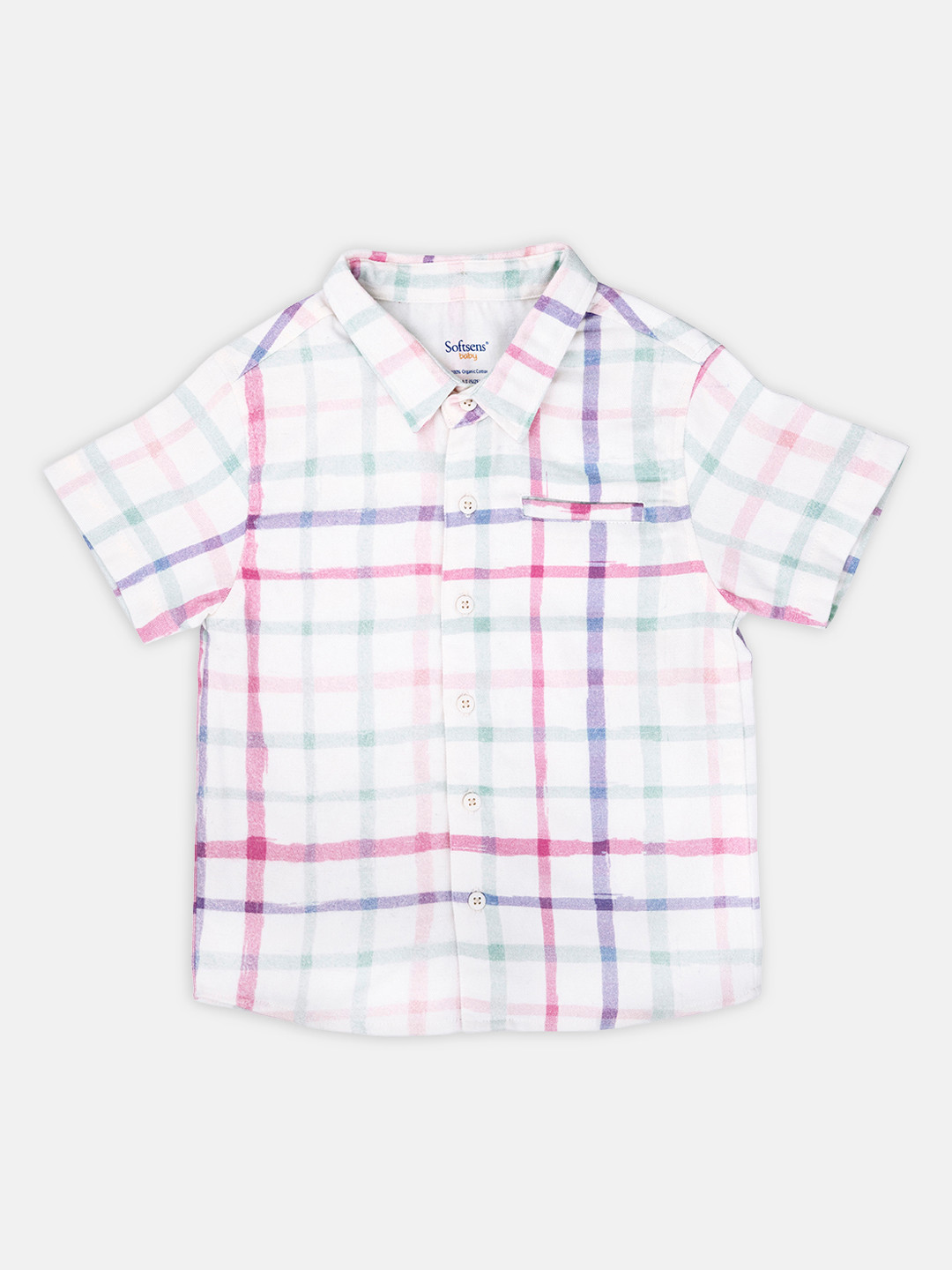 

Softsens Boys White & Purple Regular Fit Organic Cotton Checked Casual Shirt