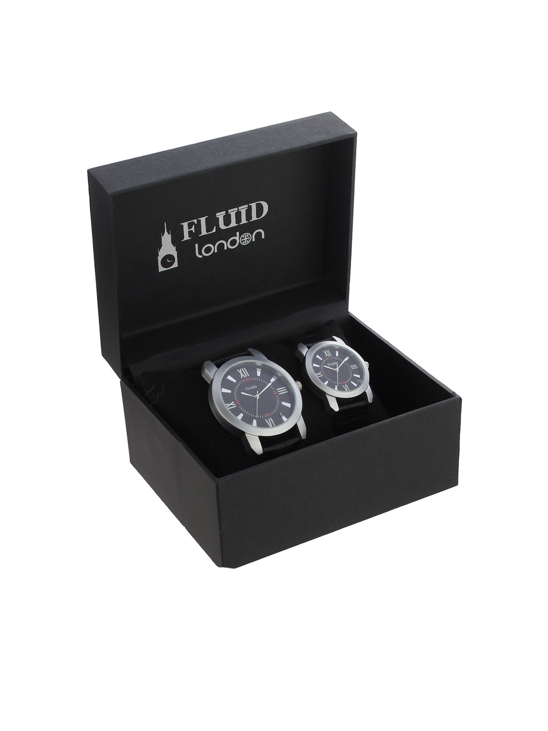 

FLUID Unisex His And Her Analogue Couple Watch Gift Set FL-746PR-BK01, Black