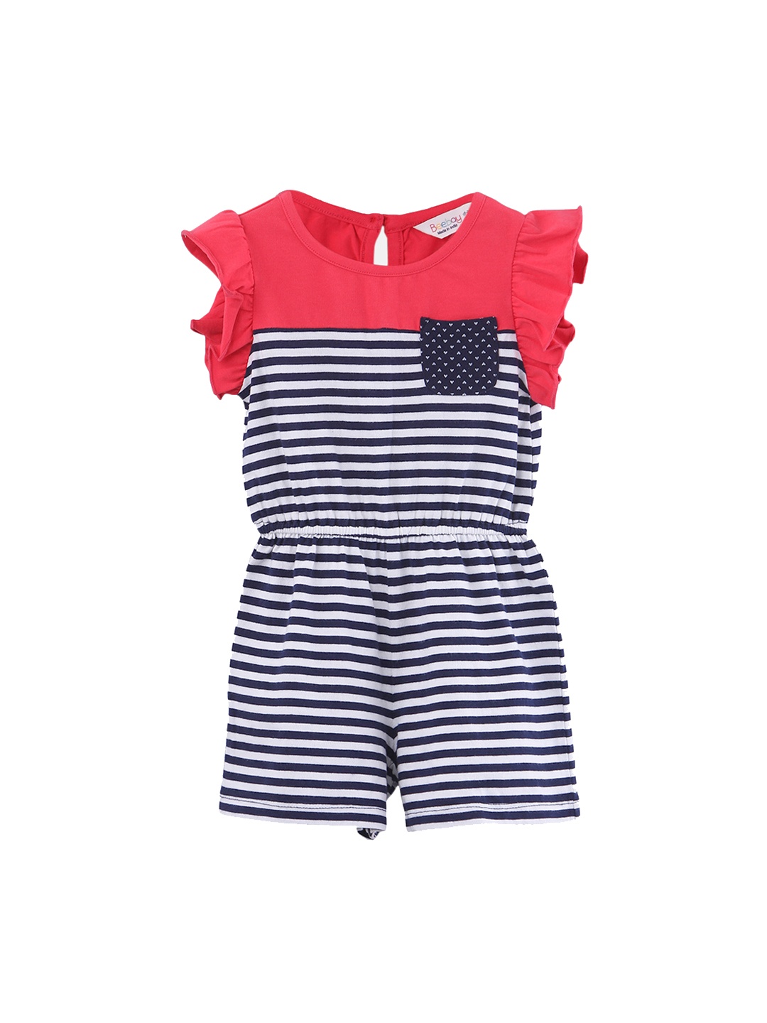 

Beebay Girls Navy Blue & Red Striped Playsuit