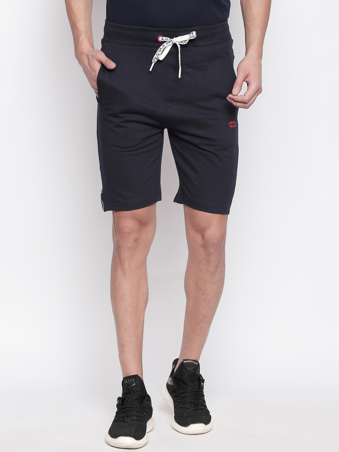 

Ajile by Pantaloons Men Navy Blue Solid Slim Fit Regular Shorts
