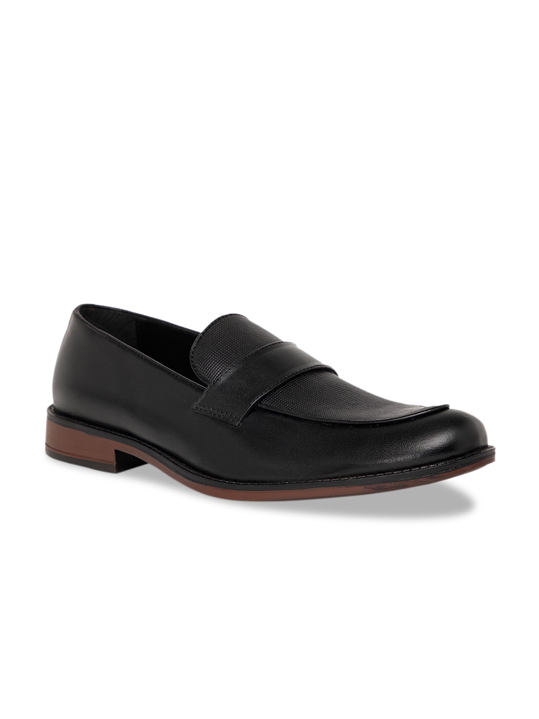 

NOBLE CURVE Men Black Leather Loafers