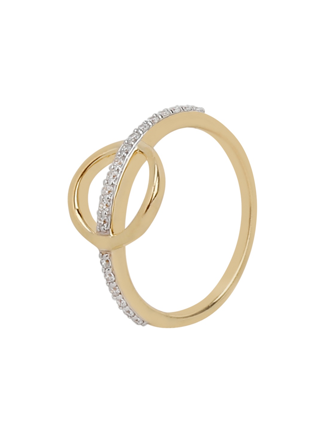 

Silgo Women 925 Sterling Silver Gold-Plated & White CZ-Studded Finger Ring