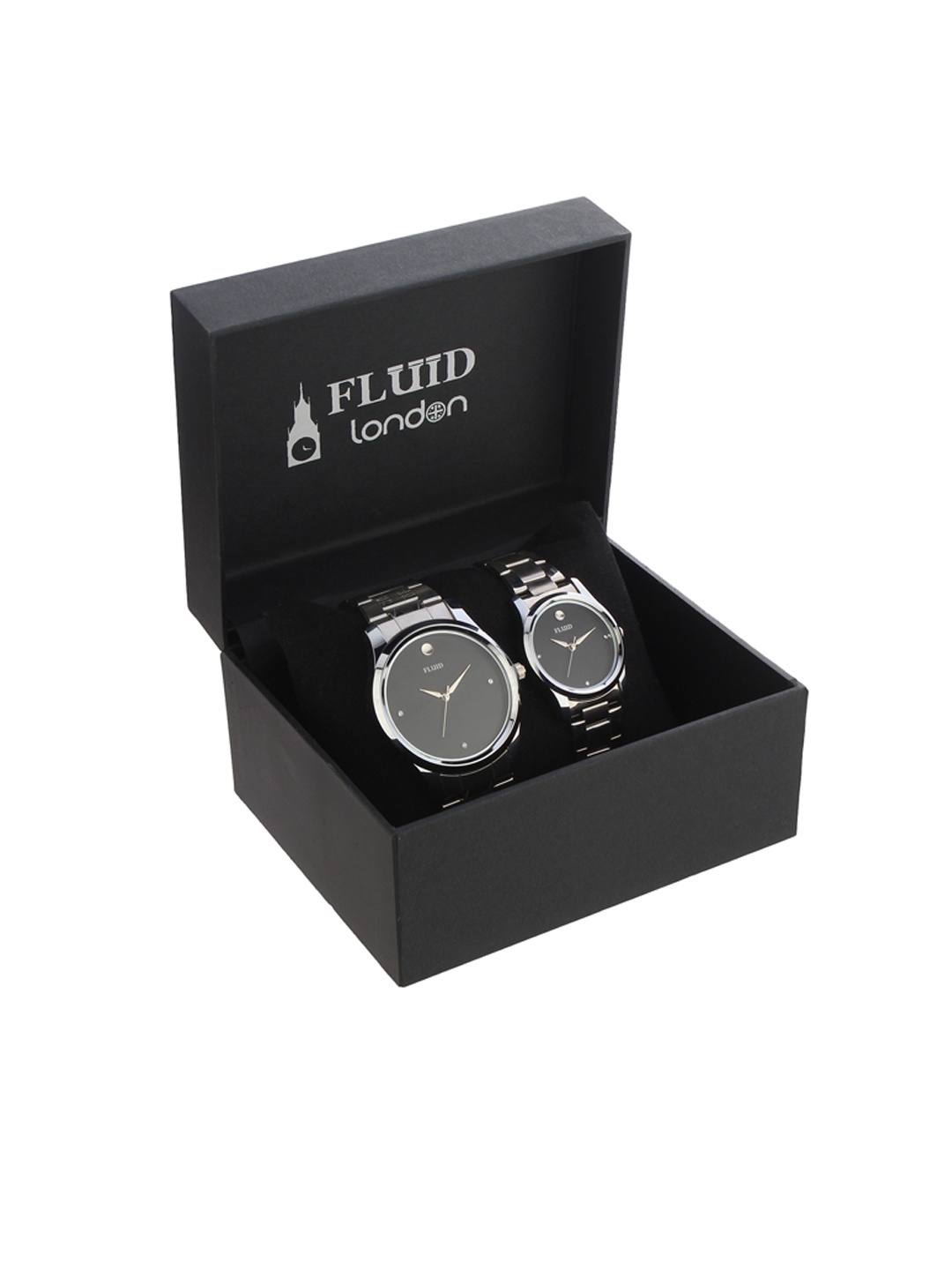 

FLUID Unisex Black His & Her Analogue Watch Gift Set FL-754PR-BK01