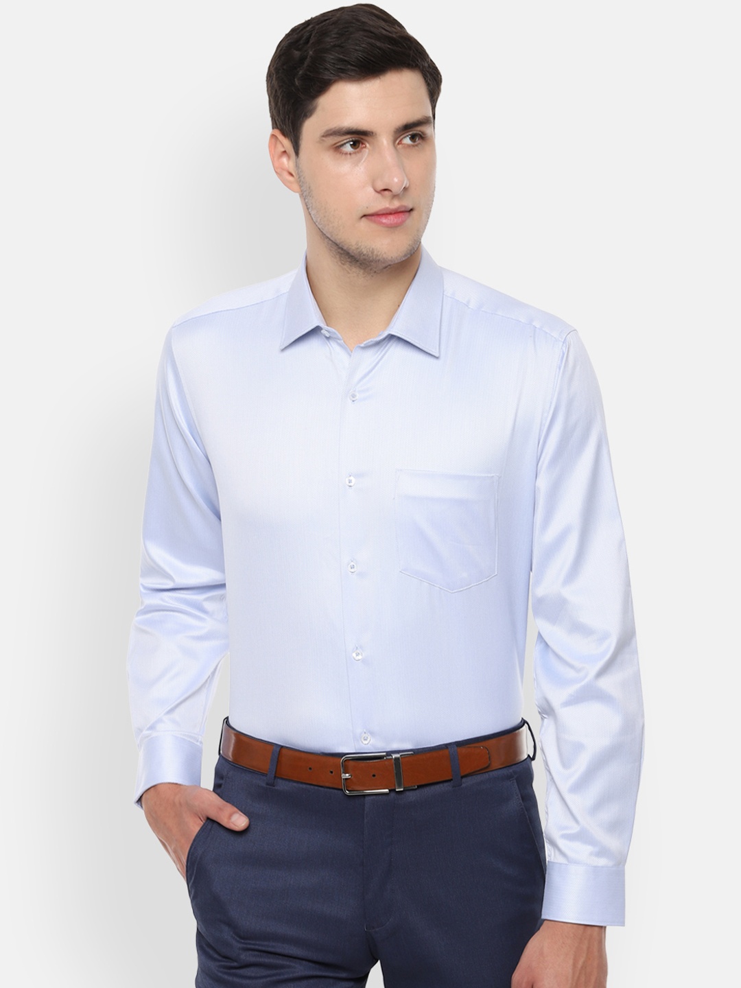 

Van Heusen Men Blue Regular Fit Striped Formal Shirt