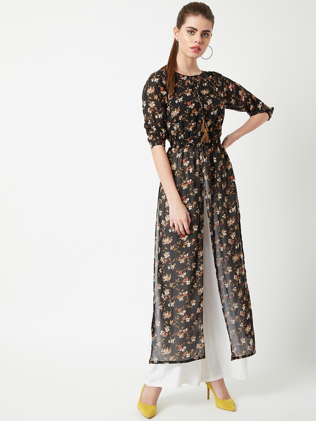 

Miss Chase Women Black Printed Maxi Top