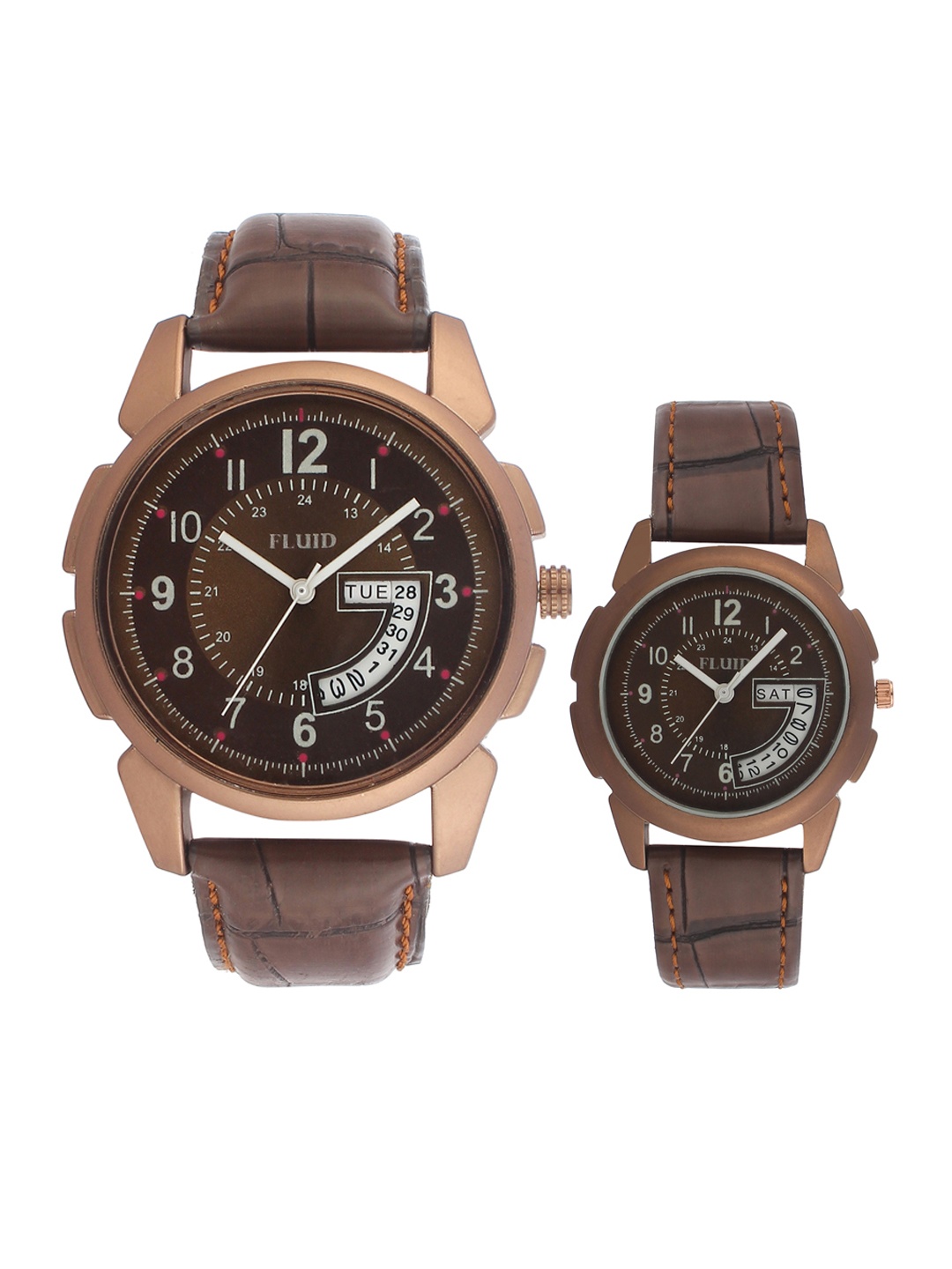 

FLUID Brown His & Her Analogue Watch Gift Set FL-748PR-BR01
