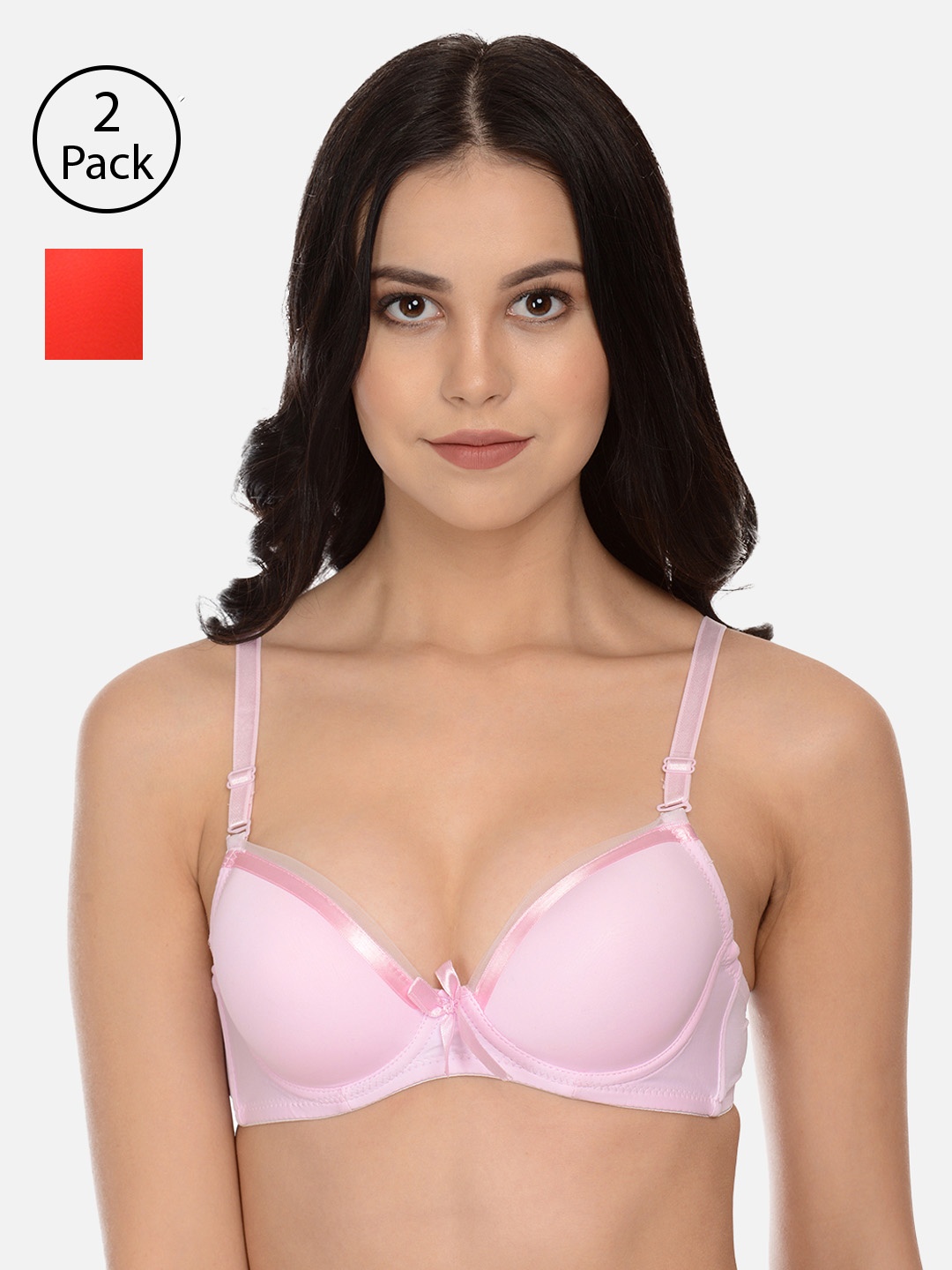 

Mod & Shy Set of 2 Pink & Red Seamless Padded wired T-shirt Bra