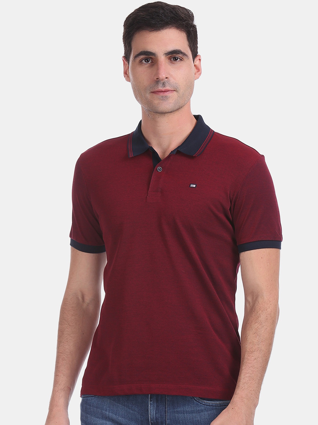

Arrow Sport Men Maroon Solid Polo Collar T-shirt