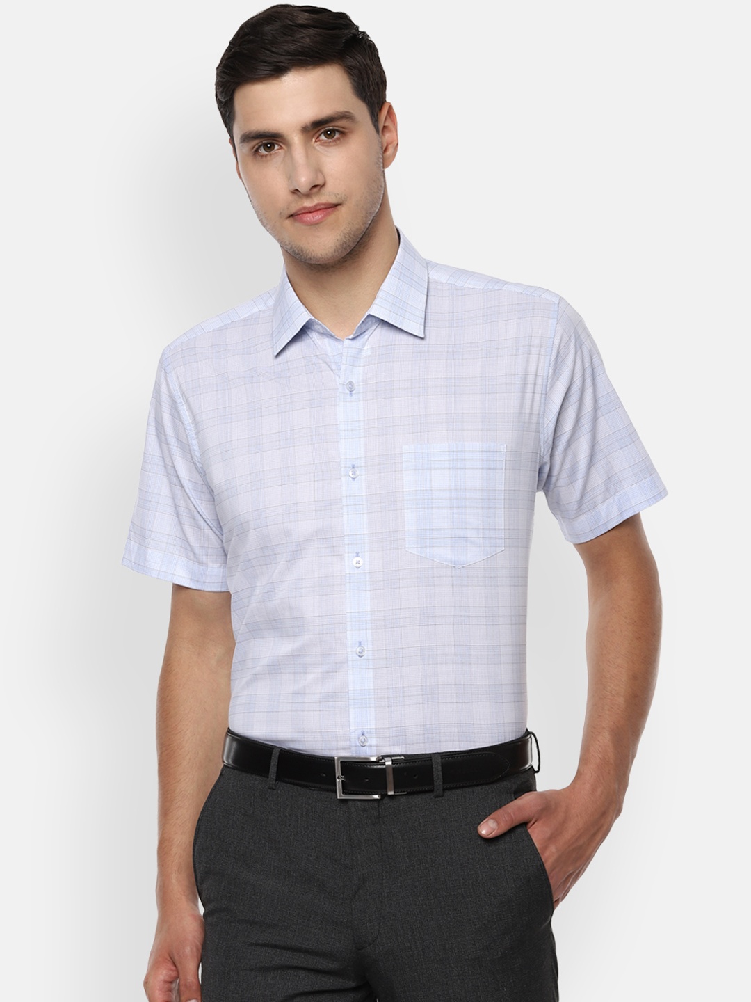 

Van Heusen Men Blue Regular Fit Checked Formal Shirt