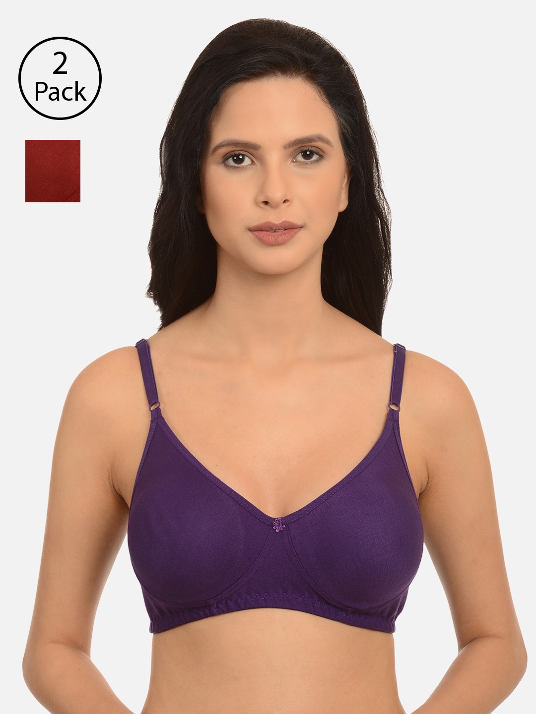 

mod & shy Pack Of 2 Assorted Solid Non-Wired Non Padded Everyday Bra MS8488