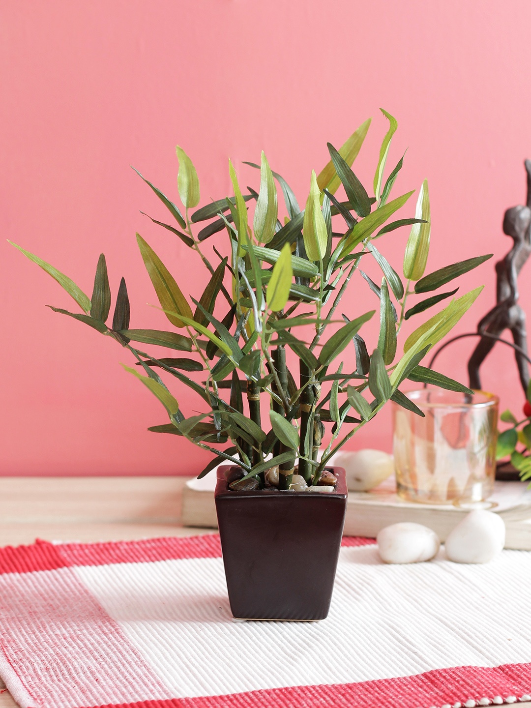 

PolliNation Green Artificial Bamboo Bonsai Plant With Ceramic Pot