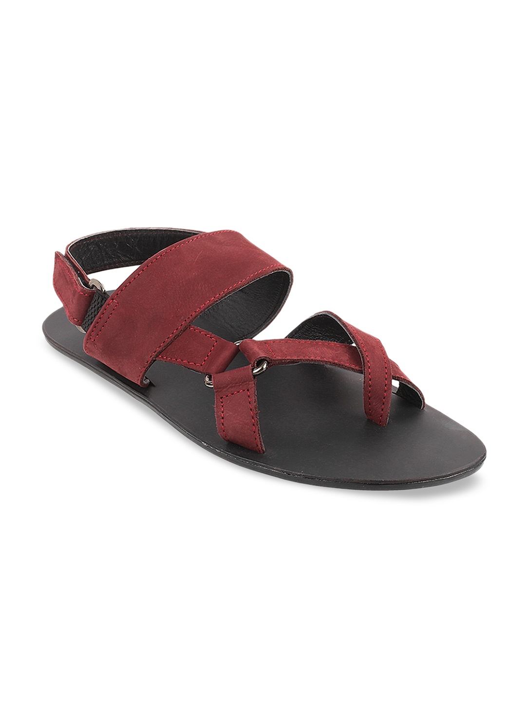 

Metro Men Maroon Leather Sandals