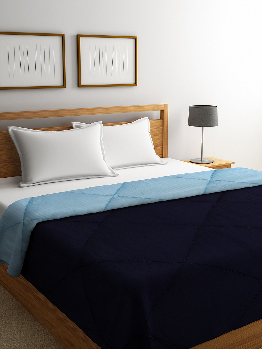 

ROMEE Blue Solid AC Room 210 GSM Double Reversible Bed Comforter