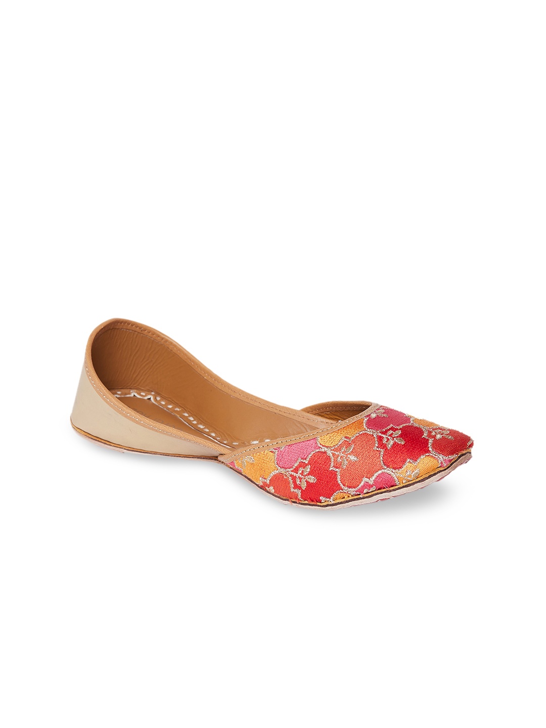 

Coral Haze Women Red Textured Mojaris