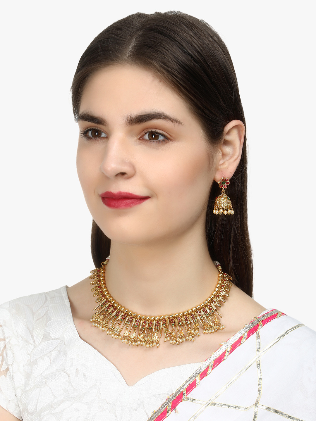 

Adwitiya Collection Copper Gold-Plated Antique Necklace