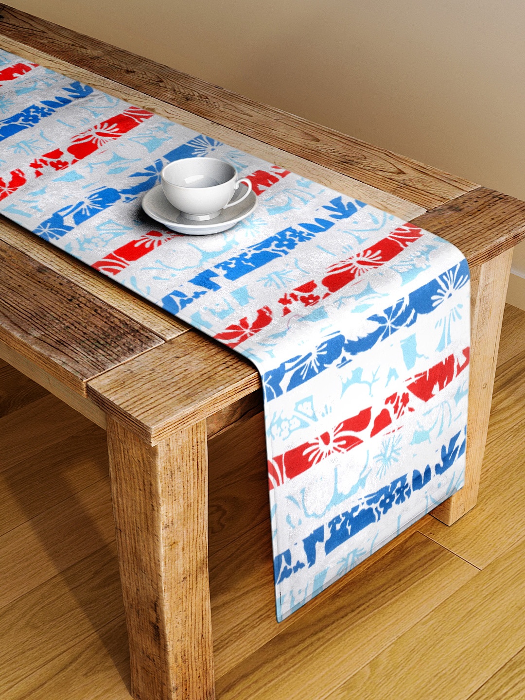 

Alina decor White & Blue Digital Printed Table Runner