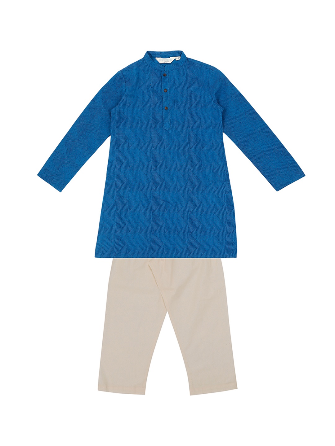 

indus route by Pantaloons Boys Blue & Off-White Printed Kurta with Pyjamas