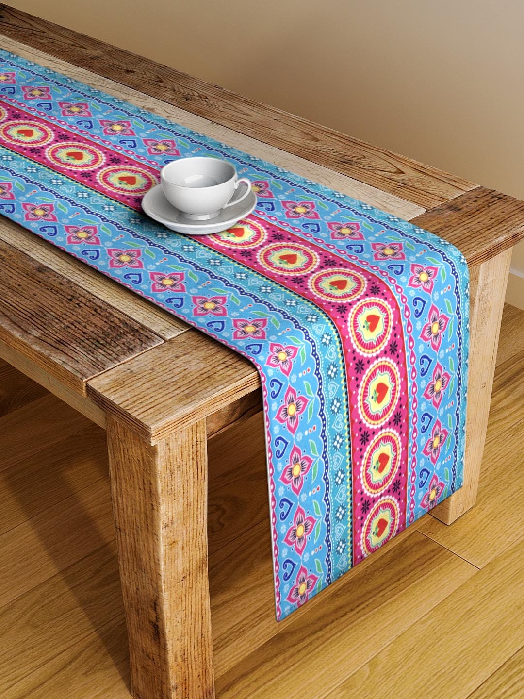 

Alina decor Blue & Pink Digital Printed Table Runner