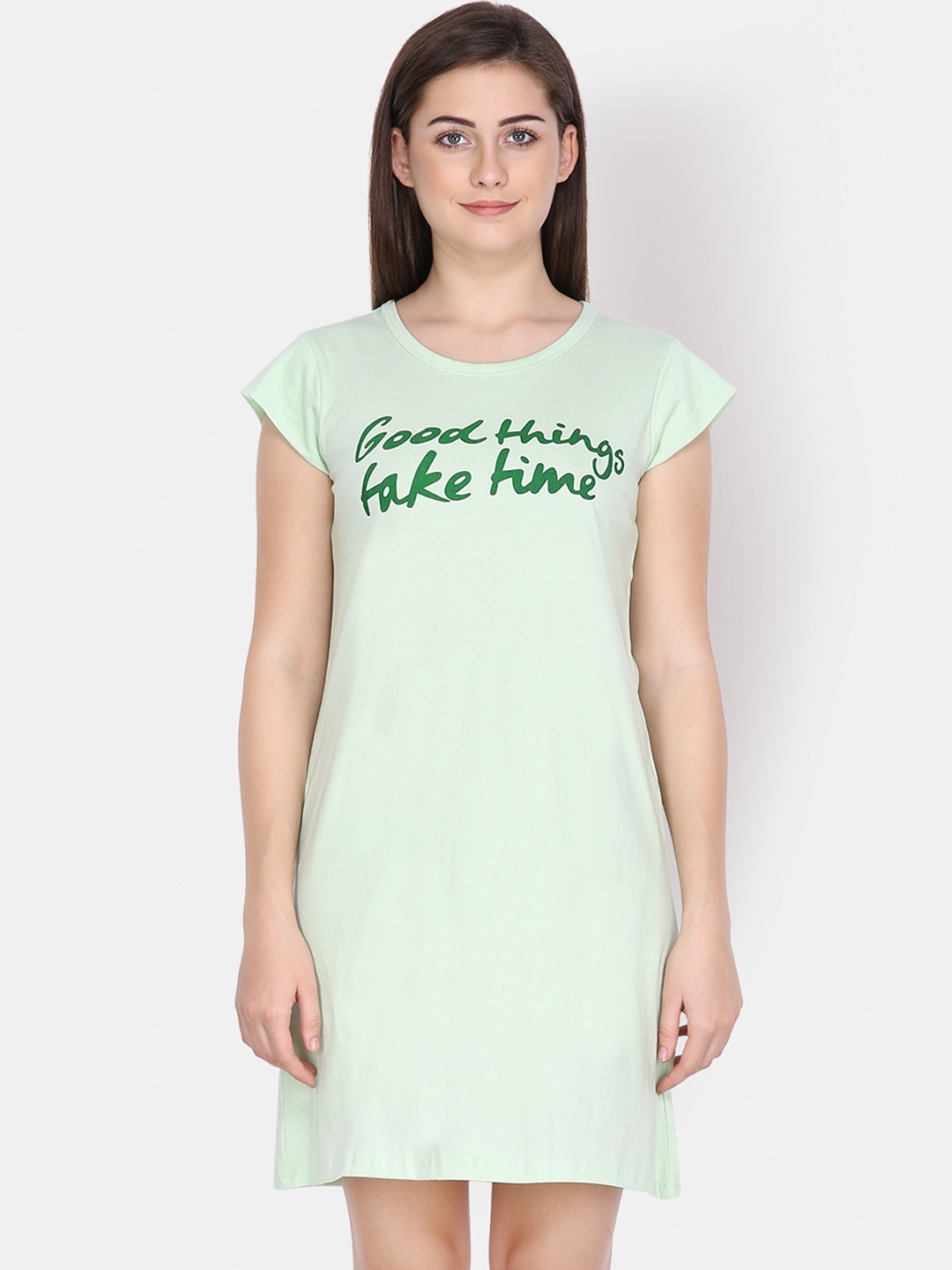 

Klamotten Women Green Printed Sleep T-Shirt