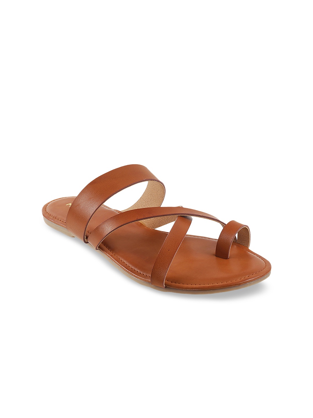 

Mochi Women Tan Brown Solid One Toe Flats