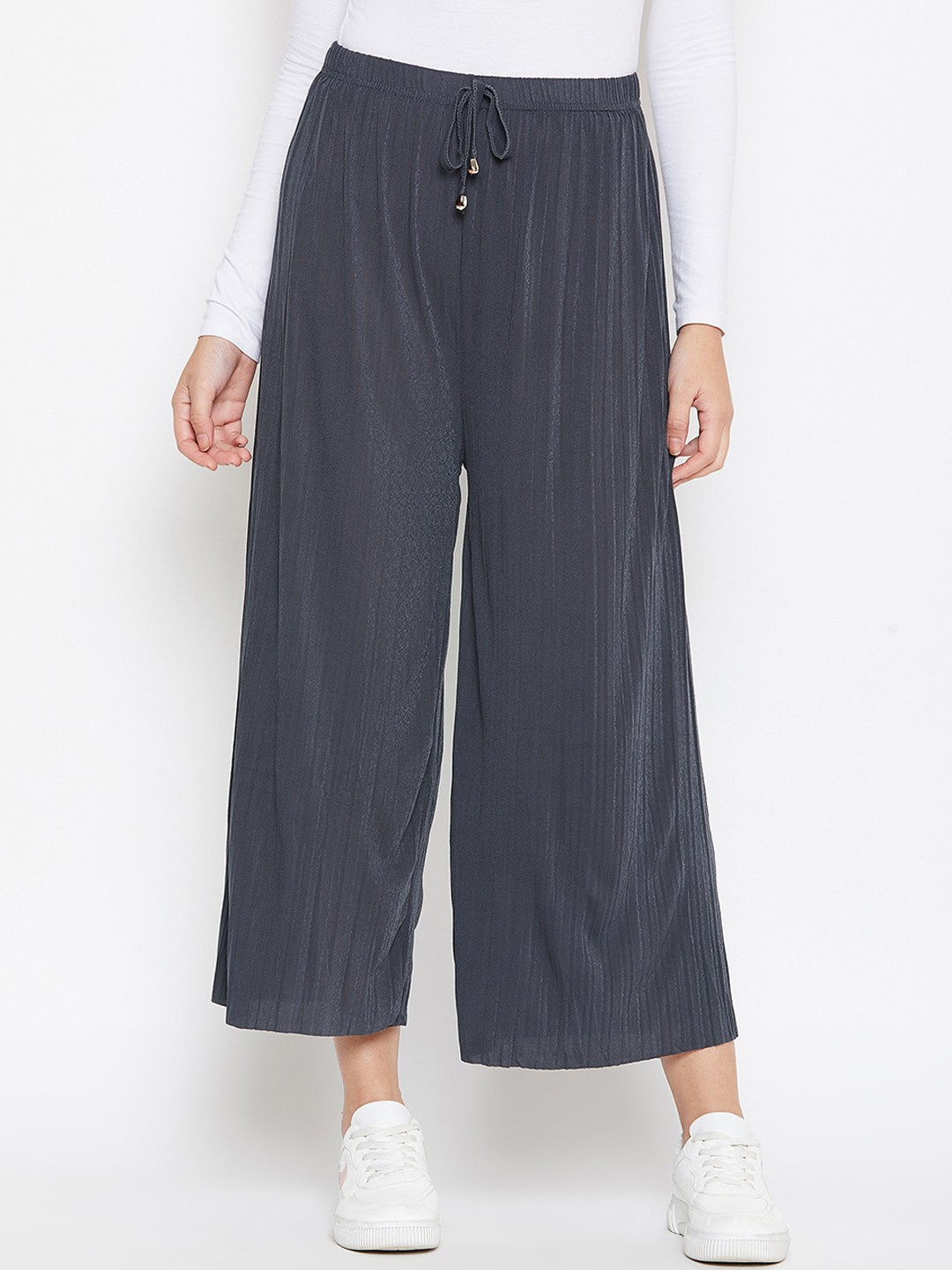 

Camey Women Grey Solid Straight Palazzos