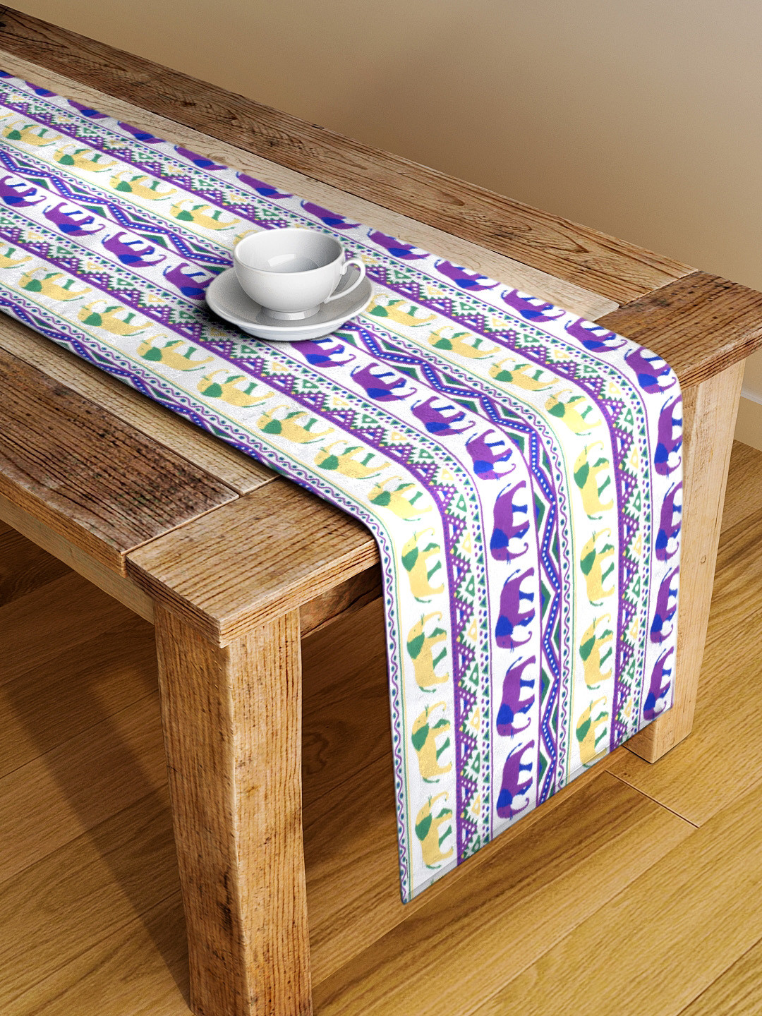 

Alina decor White & Purple Digital Printed Table Runner
