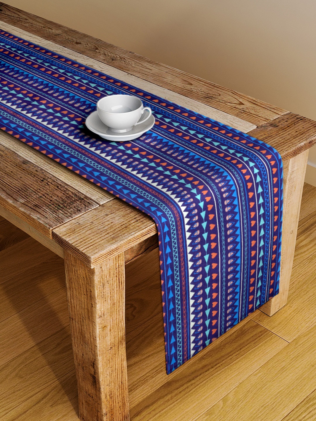 

Alina decor Blue & Orange Digital Printed Table Runner